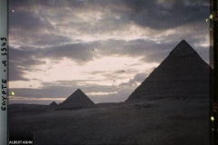 Egypte, Le Caire, Soleil couchant derrière les Pyramides