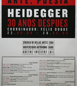 Pensamiento, arte, poesía. Heidegger, 30 años después | Congreso