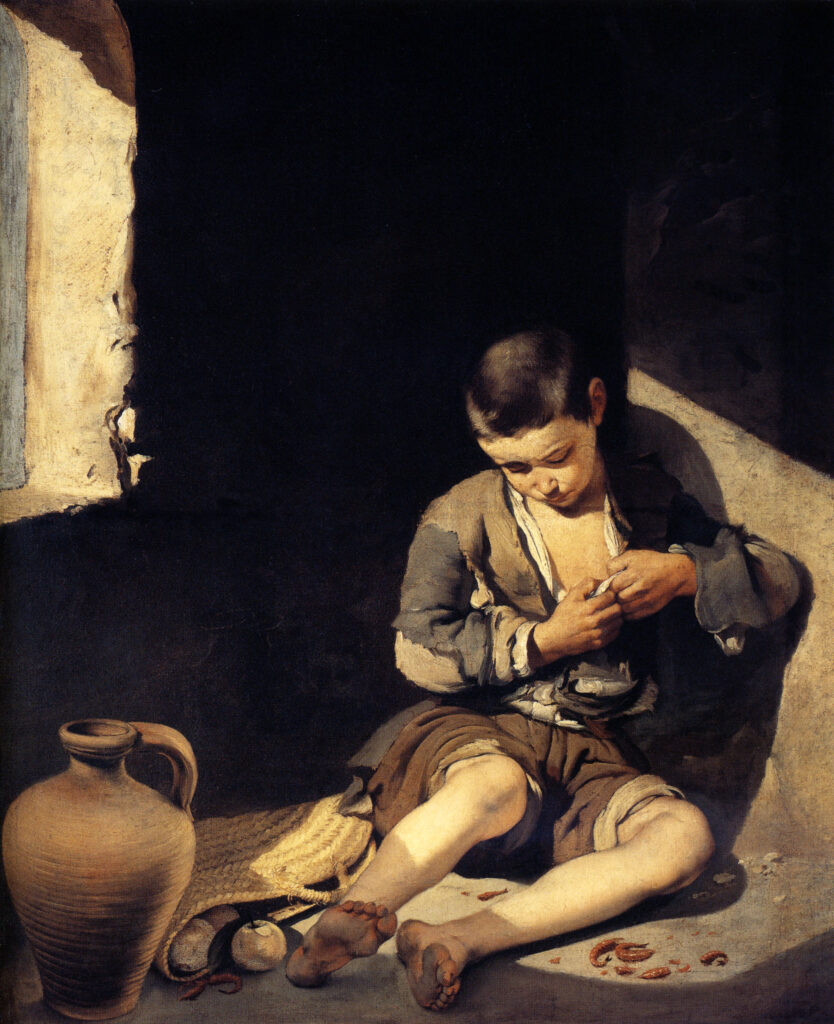 En el XVIII la pobreza se asociaba al hundido o bajo, al despojado y al expoliado. Imagen "Joven mendigo" de Murillo.